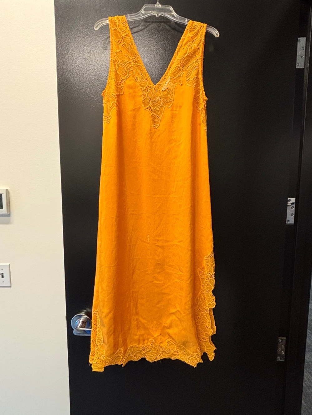 Orange HM silky slip lace dress